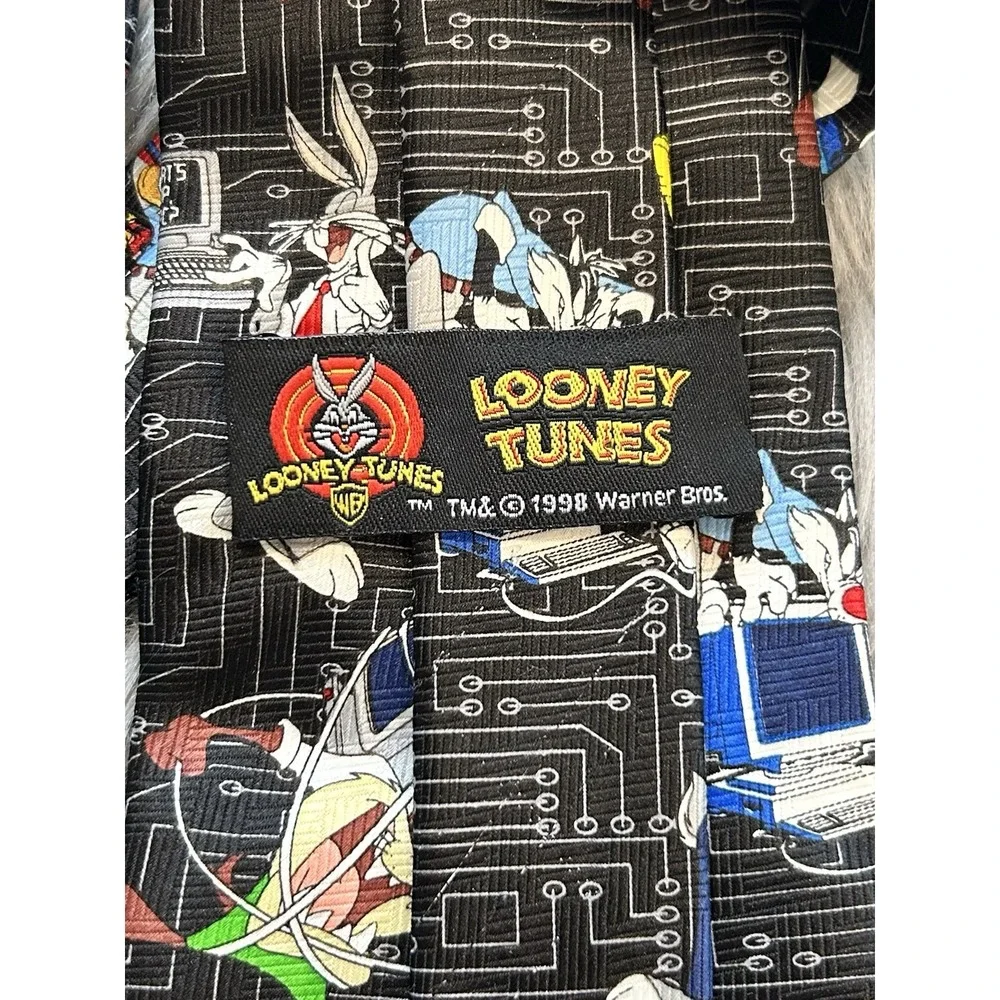 VTG Looney Tunes‎ Mania Tie 90's Marvin Martian Taz Bugs Bunny Daffy Duck Office